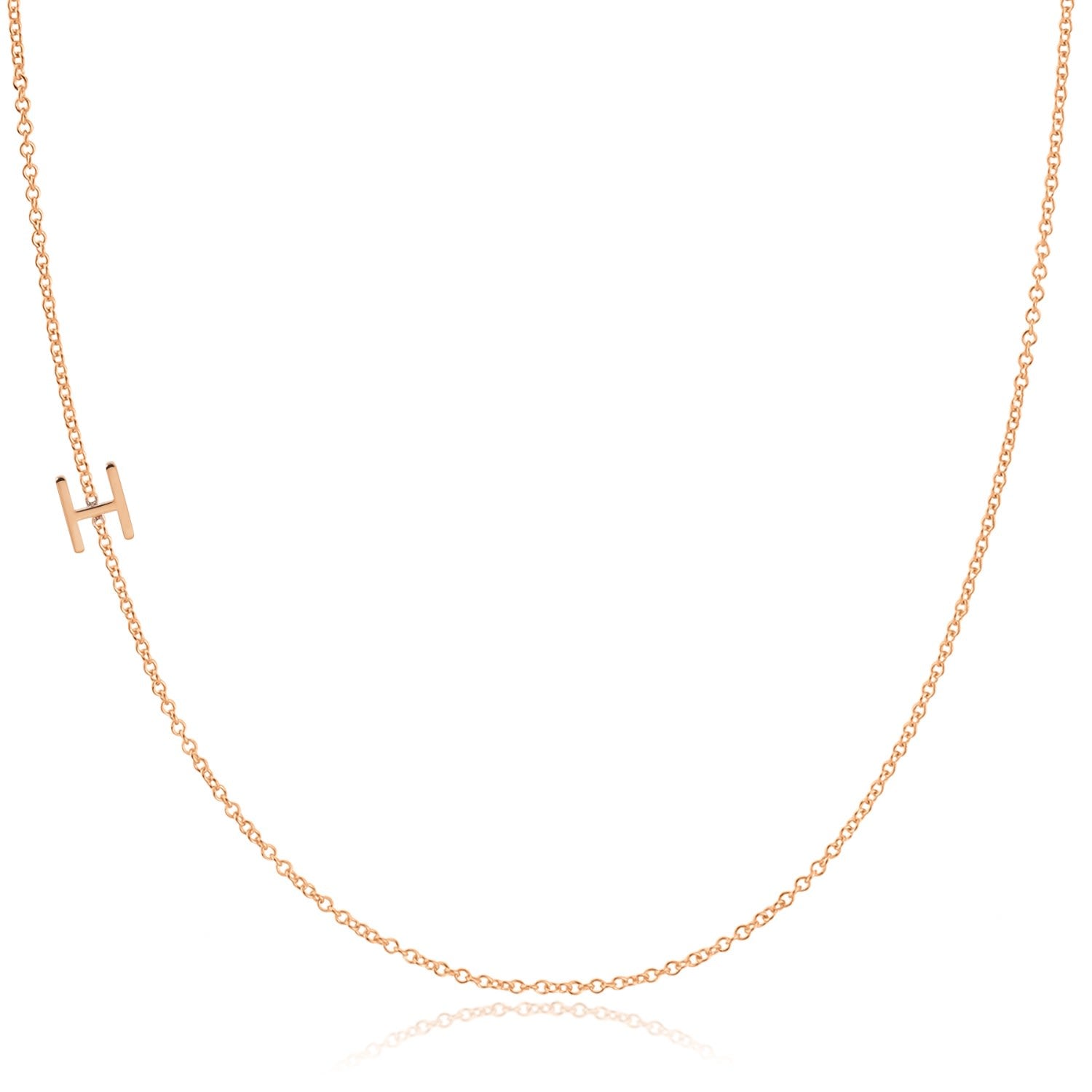 14K Asymmetrical Letter Necklace - Rose Gold - 18"