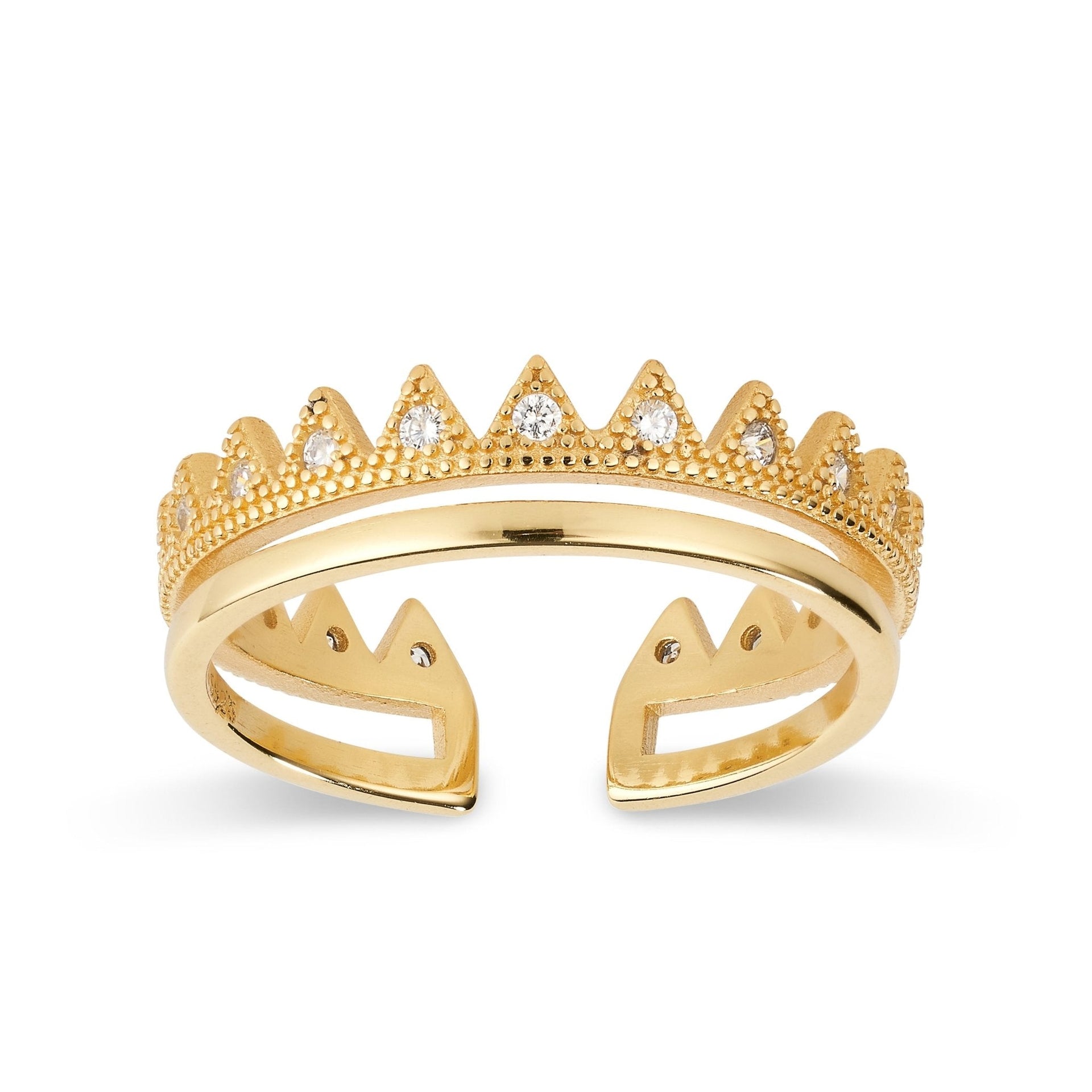 14K Dainty Gold Crown Stacking Ring