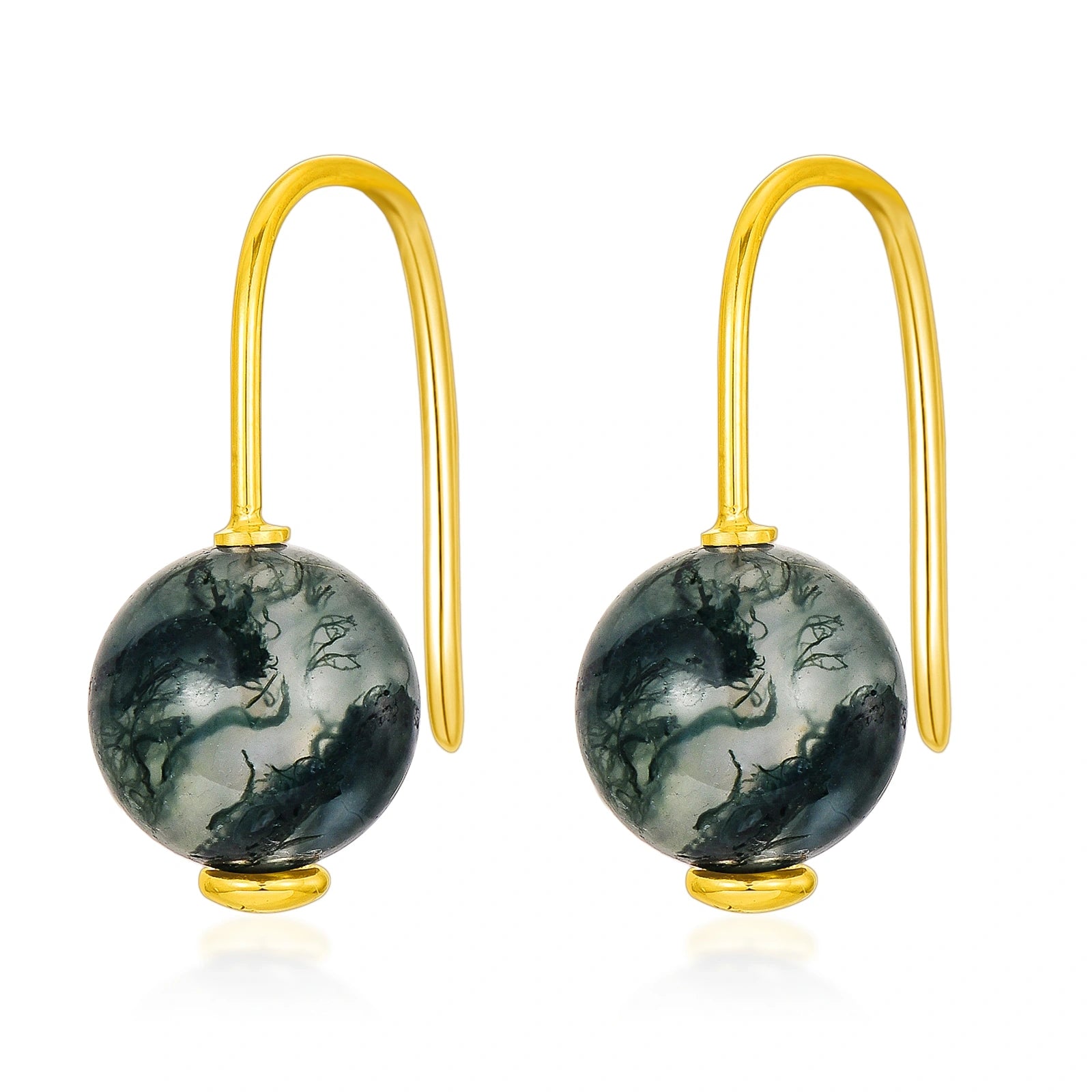 14K Earring with Moss Agate Drop Earrings as Gifts for Women