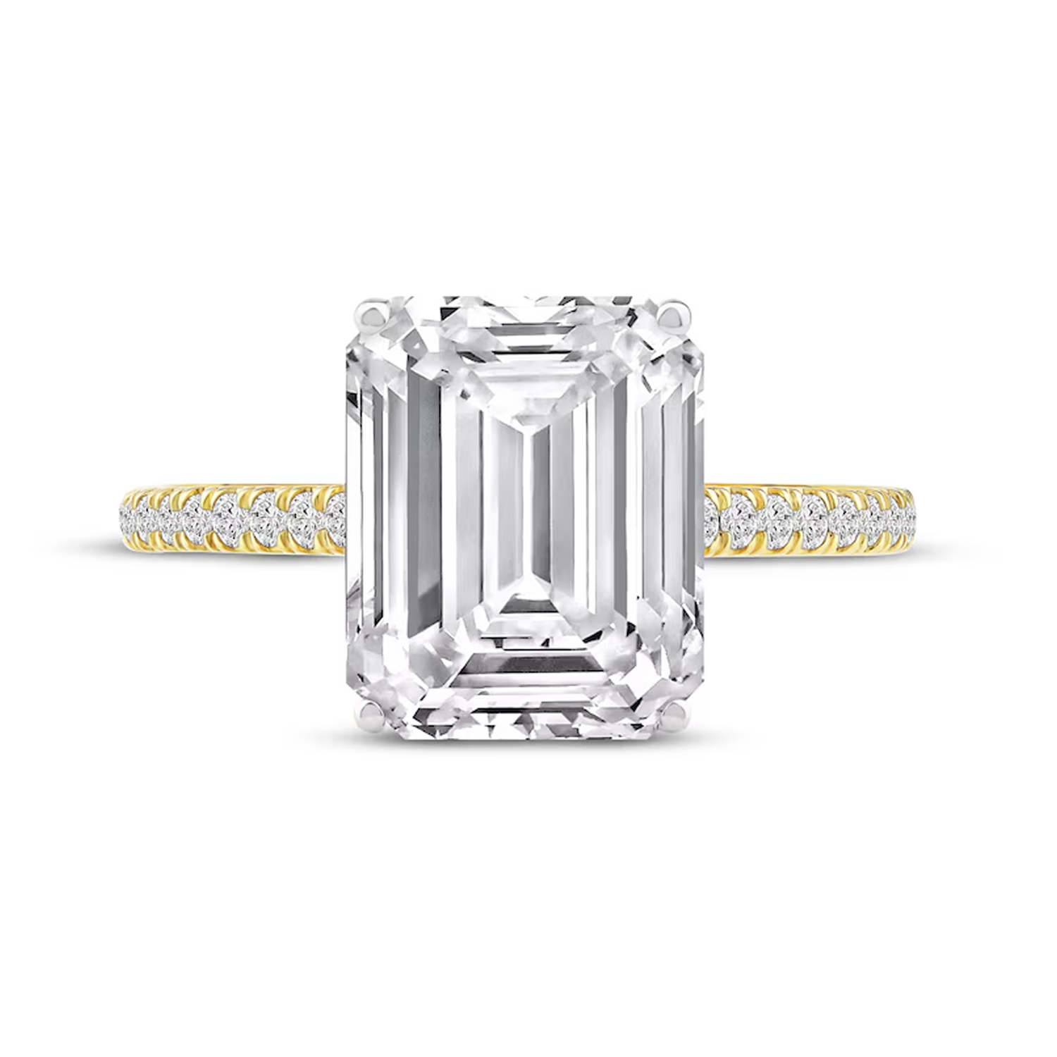 14K Gold 0.83 to 3.33 CT.T.W. Emerald Cut Lab Created Diamond Engagement Band D-VVS1 IGI Certified