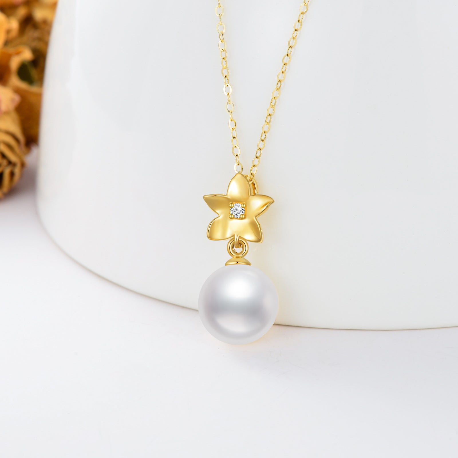 14K Gold 16 ''1'' 1 ''Extender Inches Circular Shaped Pearl Strand Necklace