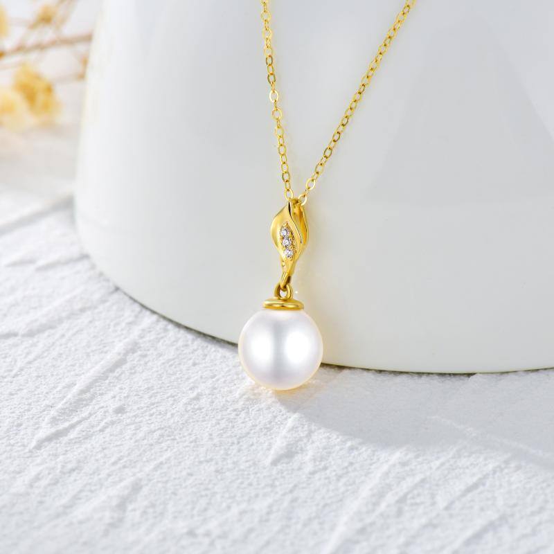 14K Gold Feather Freshwater Pearl Strand Necklace