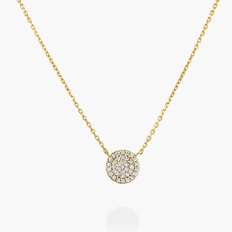 Sterling Silver with Yellow Gold Plated 0.14CT Lab Diamonds Round Pendant Necklace