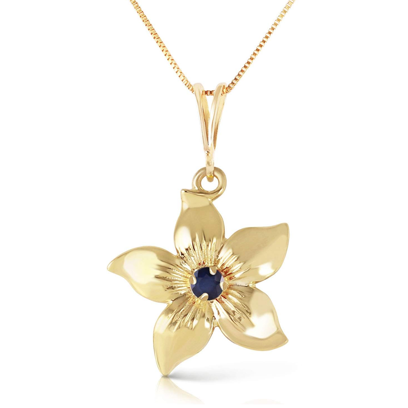 14K Gold 0.1CT Sapphire Flowers Necklace