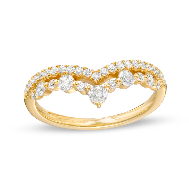 14K Gold Round Cut Diamond Custom Heart Stackable Ring I Color I2 Clarity 3EX IGI Certified