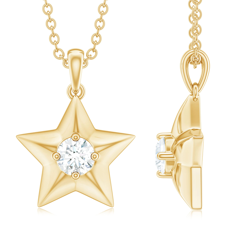 Sterling Silver with Yellow Gold Plated 0.25CT Lab Created Diamond Star Pendant Necklace