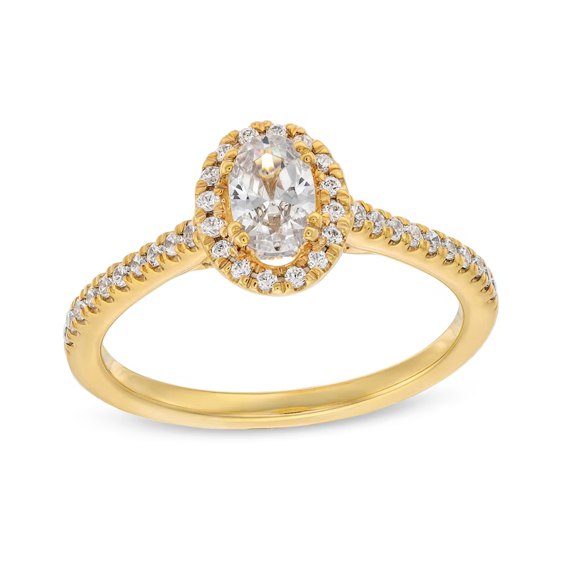 14K Gold 0.75 to 3.25 CT.T.W. Oval Lab Created Diamond Custom Frame Engagement Band D VVS1-VS1 IGI Certified