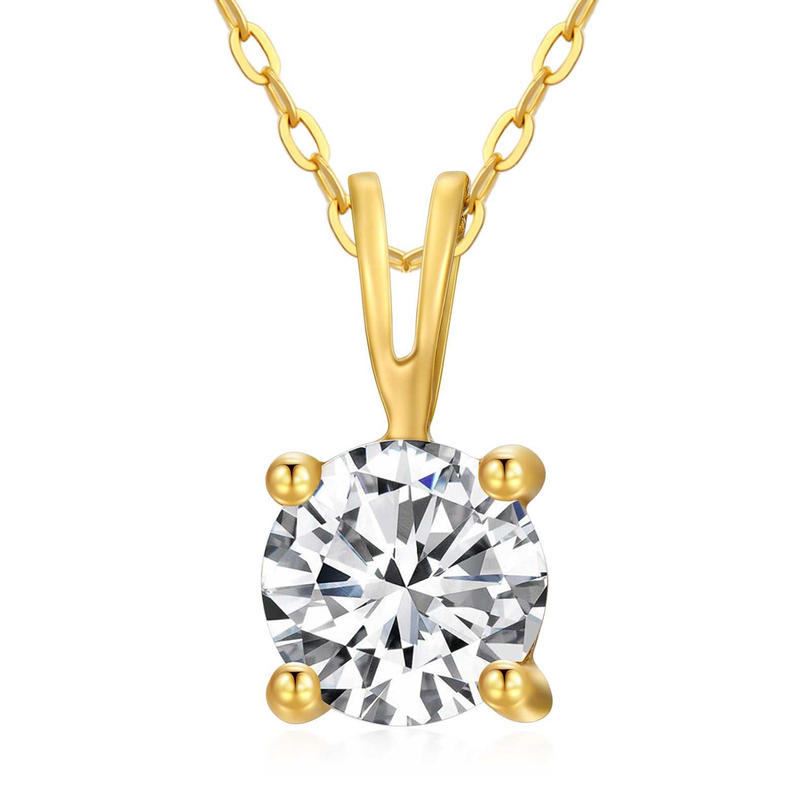 14K Gold 0.5 CT.T.W. Round Cut Lab Created Diamond Pendant Necklace