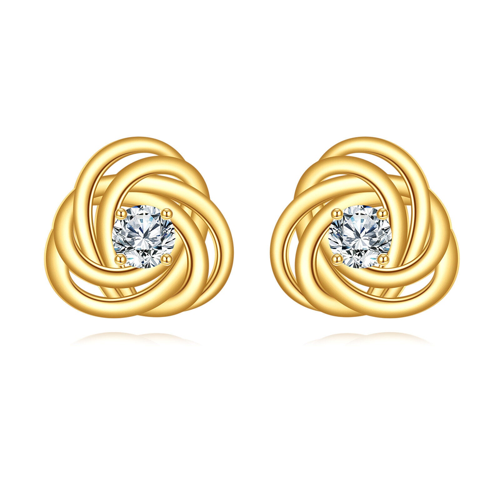 14K Gold 2.5mm Moissanite Celtic Spiral Knot Stud Earrings