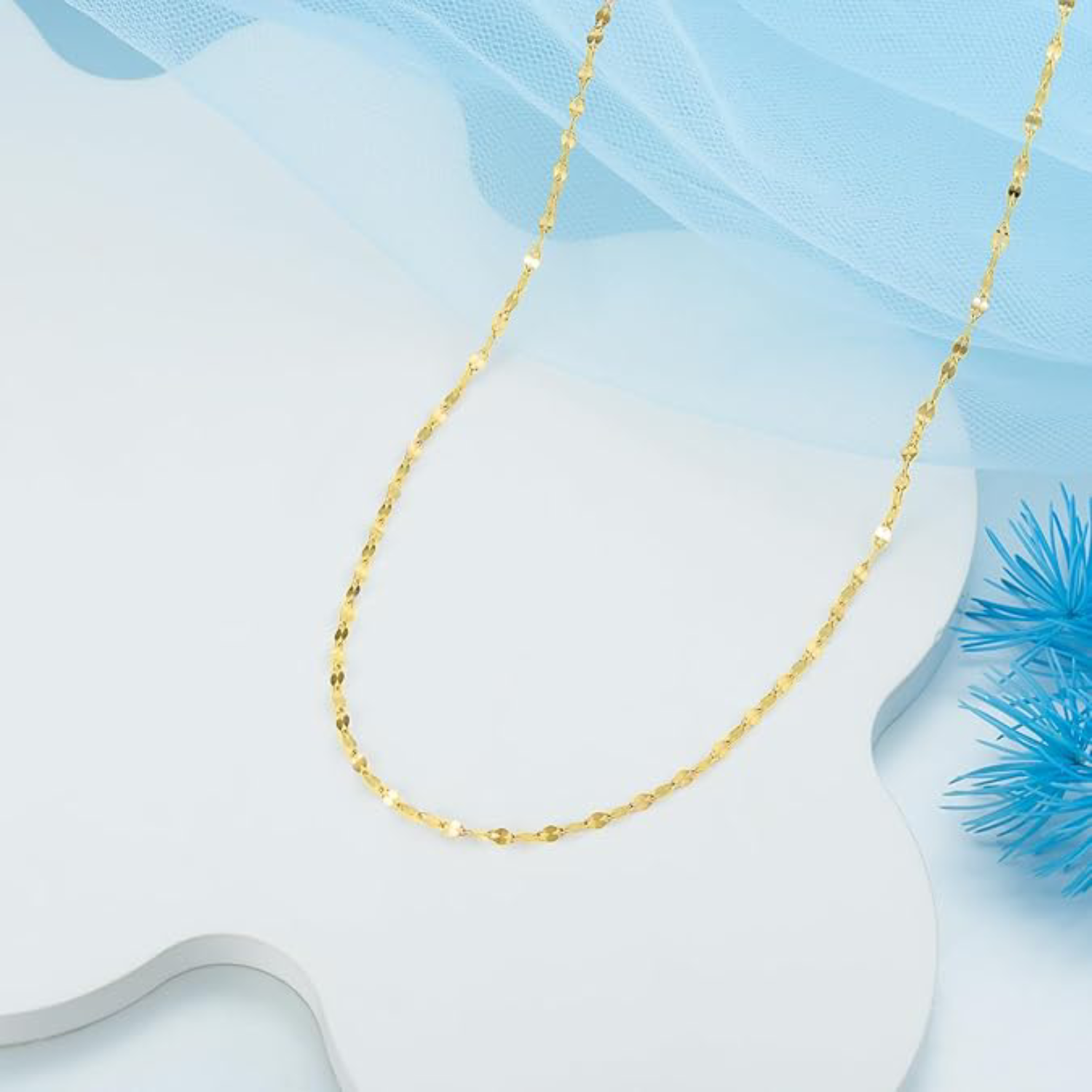 14K Gold 1.7mm Lip Chain Necklace