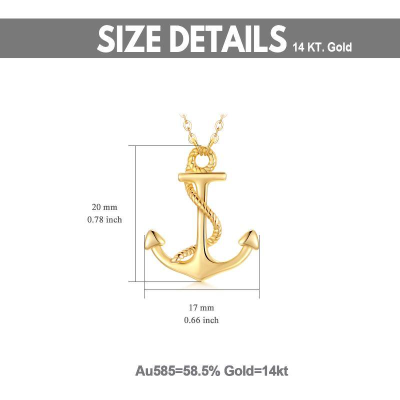 14K Gold Anchor Pendant Necklace