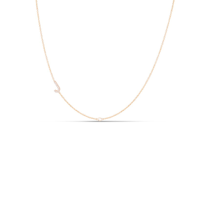 Asymmetrical Initial Necklace With Diamond