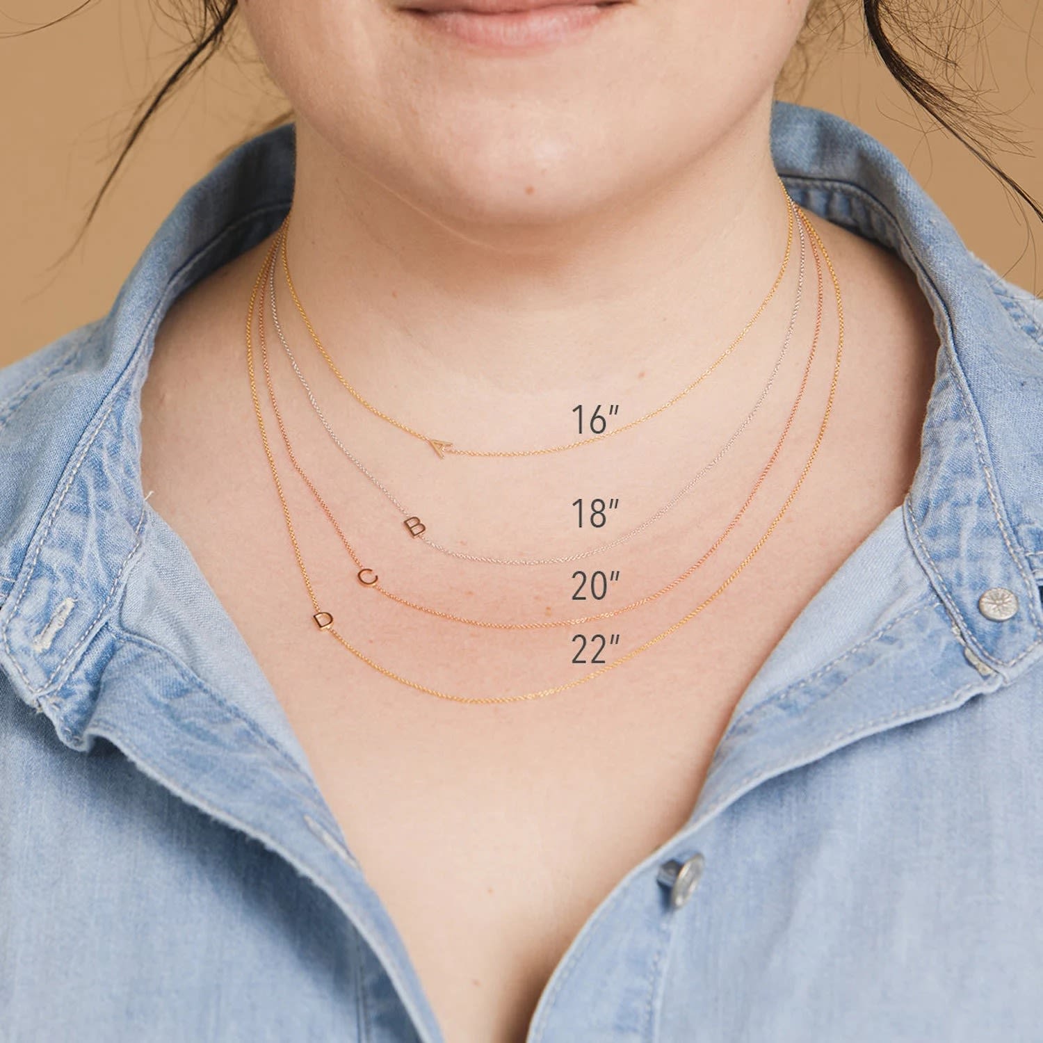 14K Gold Asymmetrical Pavé Letter Necklace - Rose Gold - 18"