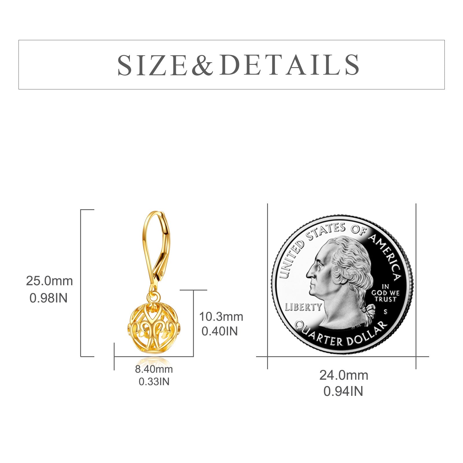 14K Gold Ball Lever-back Earrings