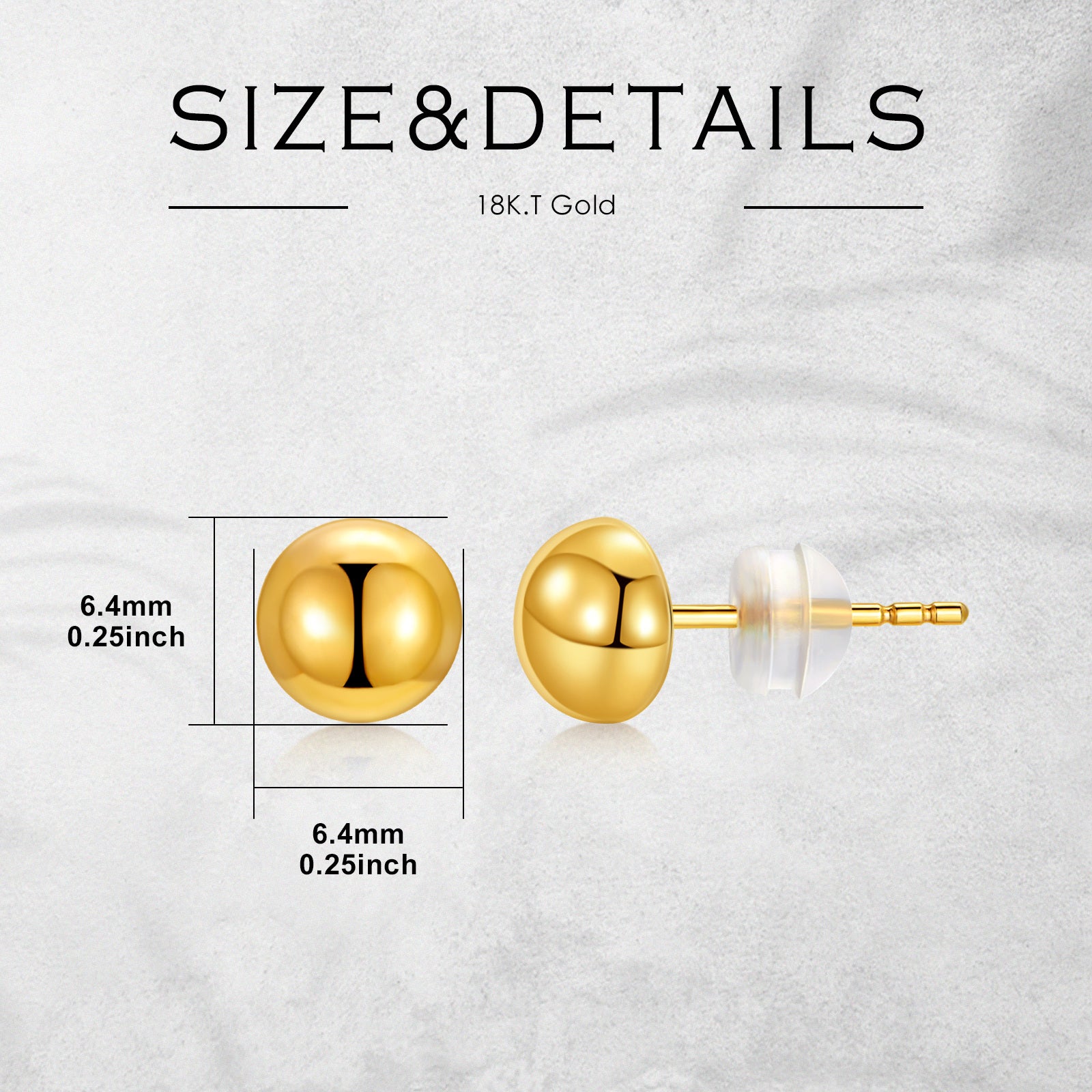 18K Gold Ball Stud Earrings