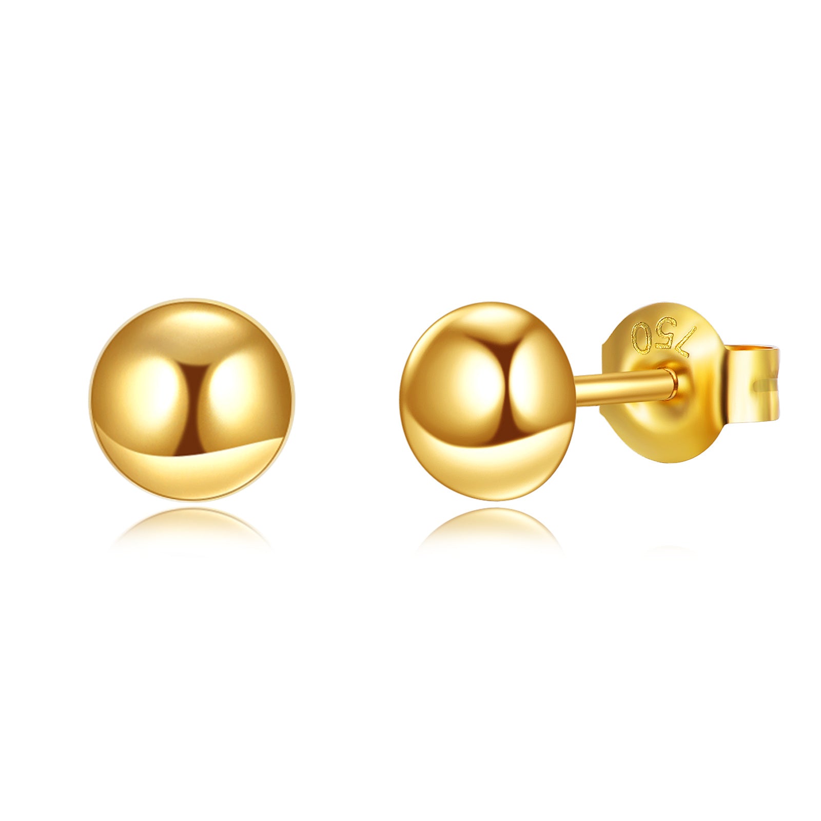 18K Gold Ball Stud Earrings
