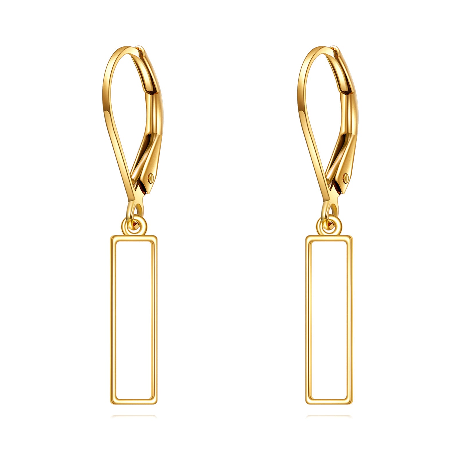 14K Gold Bar Drop Earrings