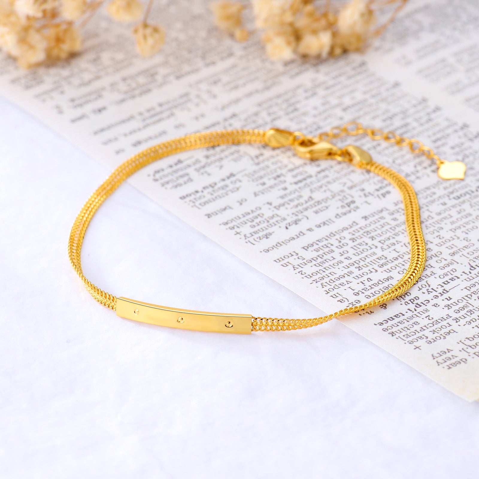 18K Gold Bar Identification Bracelet for Women