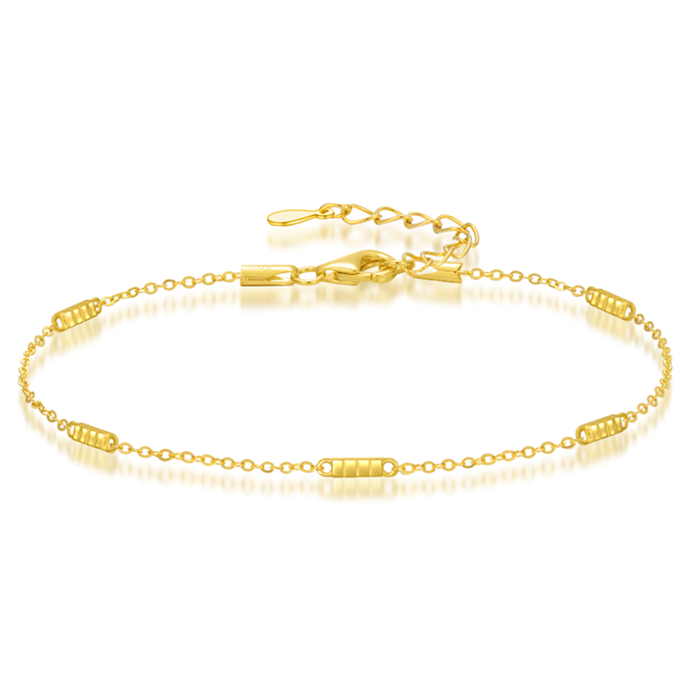 14K Gold Bar & Square Charm Bracelet