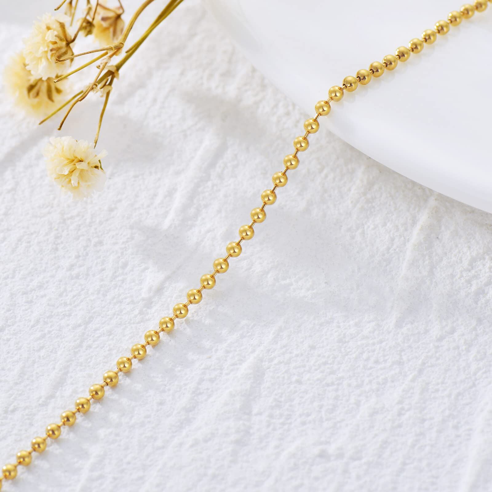 14K Gold Bead Bead Chain Bracelet For Women