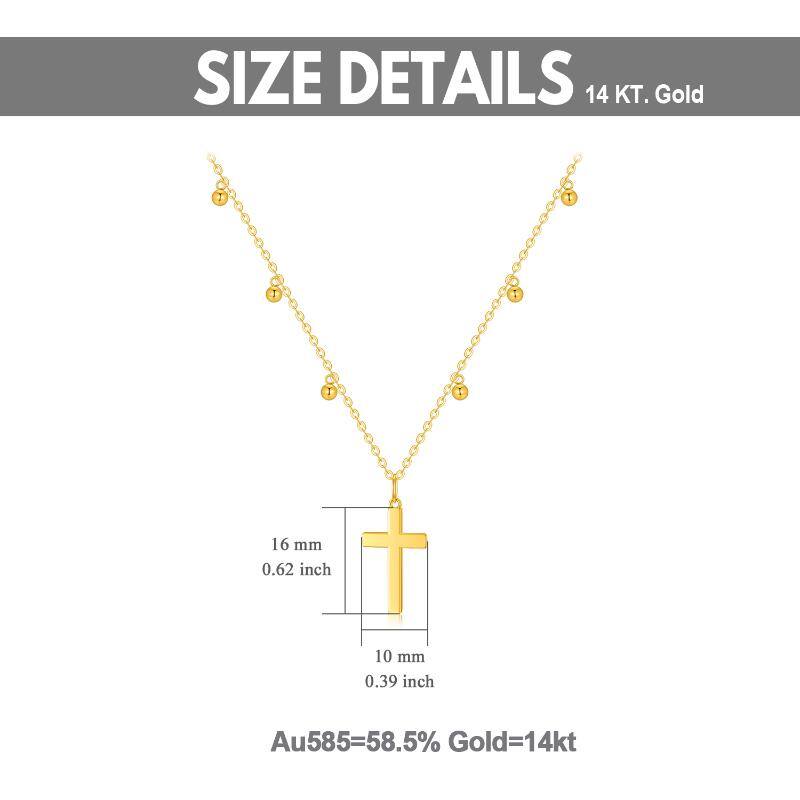 14K Gold Bead & Cross Pendant Necklace