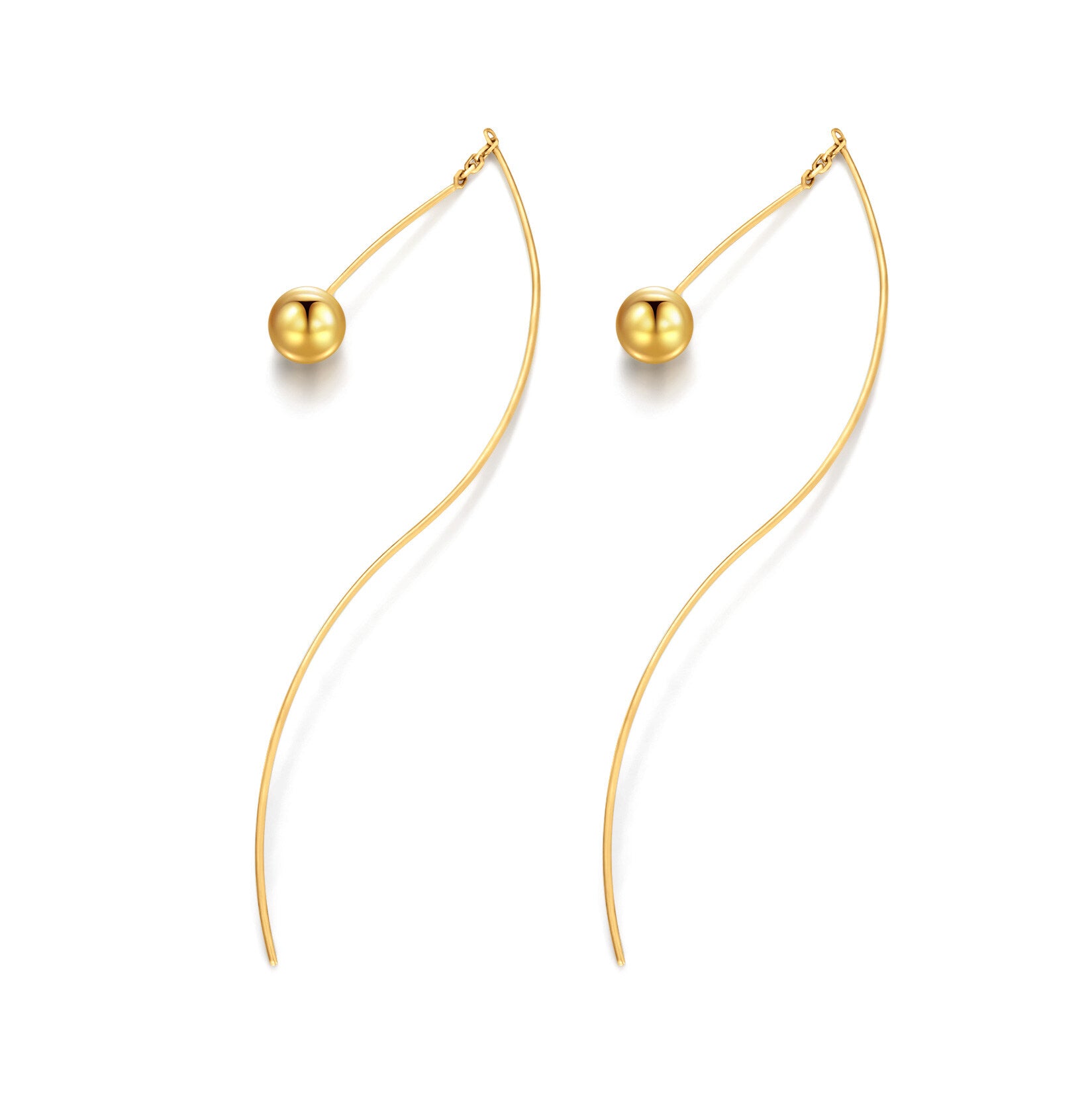 18K Gold Bead Drop Earrings