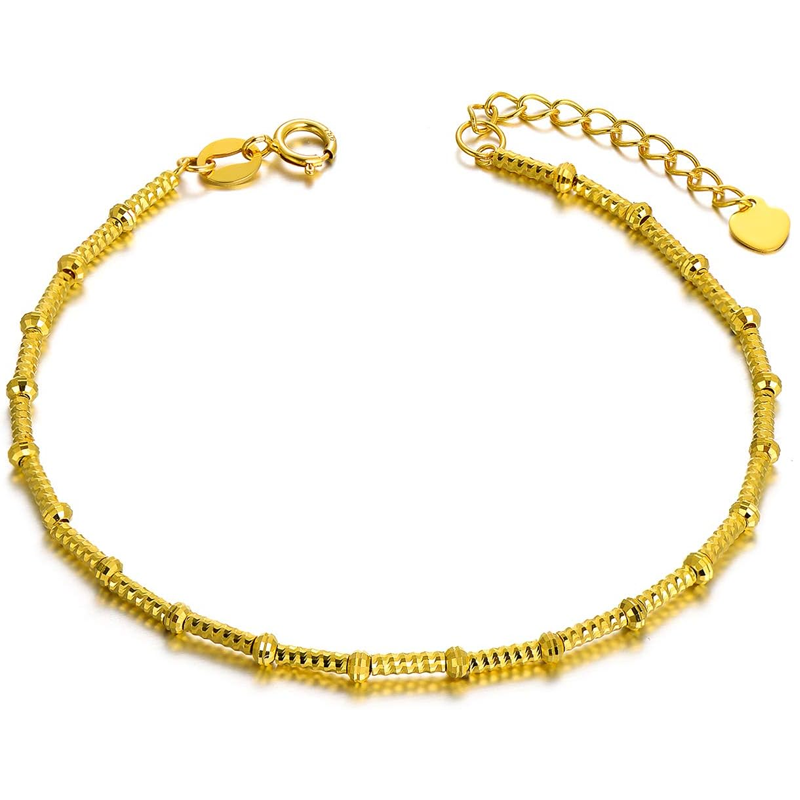 9K Gold Bead Snake Bone Chain Bracelet for Women