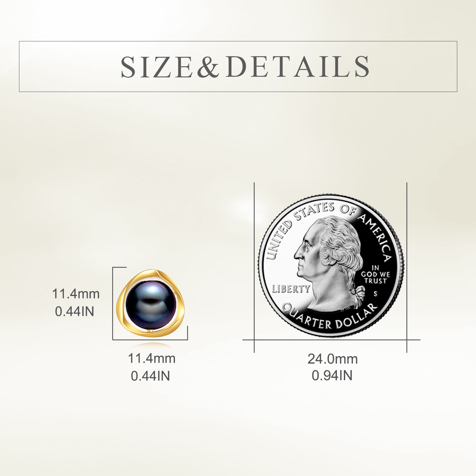 14K Gold Black Round Pearl Stud Earrings