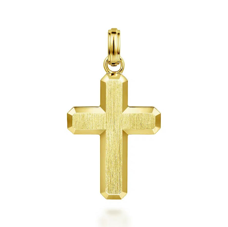 Sterling Silver with Yellow Gold Plated Brushed Cross Pendant Charms