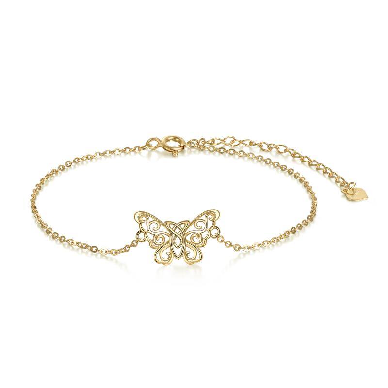 14K Gold Butterfly & Celtic Knot Charm Bracelet