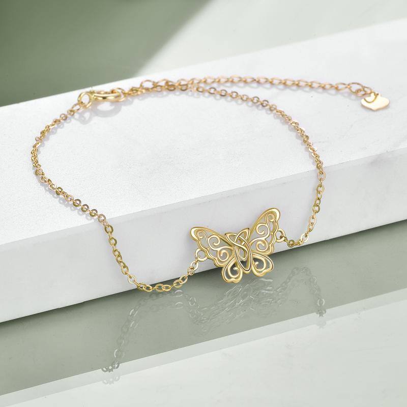 14K Gold Butterfly & Celtic Knot Charm Bracelet