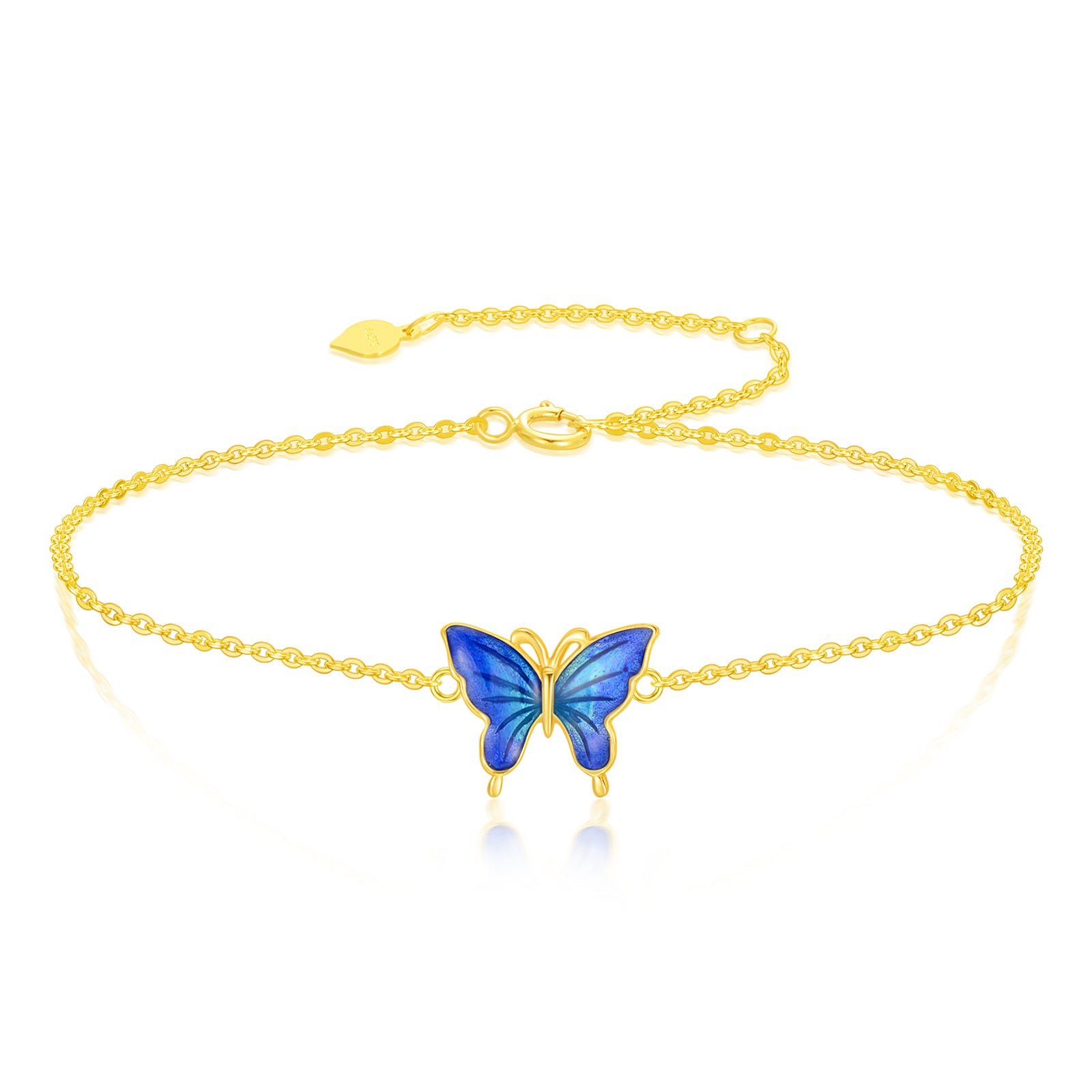 14K Gold Butterfly Charm Bracelet