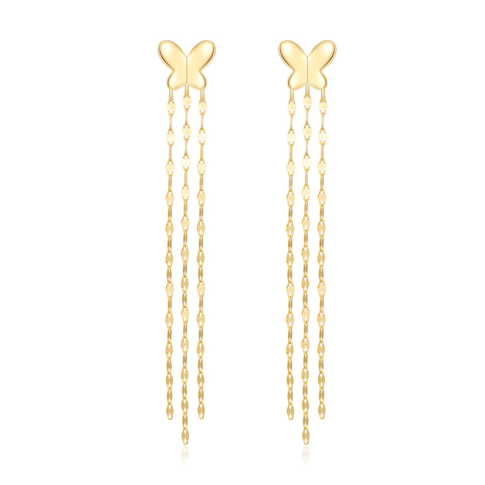14K Gold Butterfly Drop Earrings