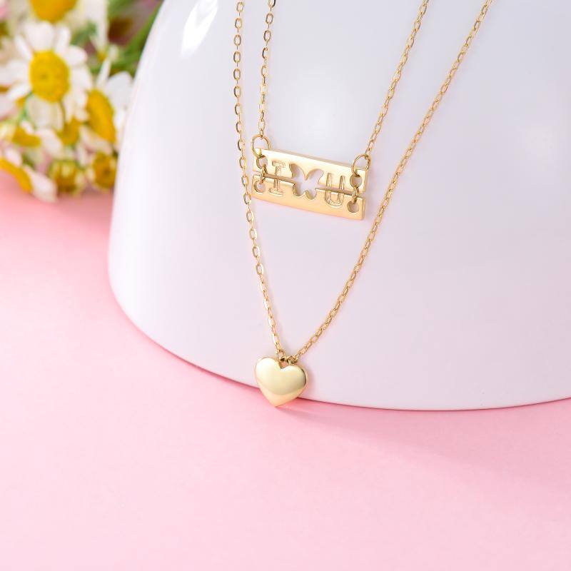 14K Gold Butterfly Layered Necklace