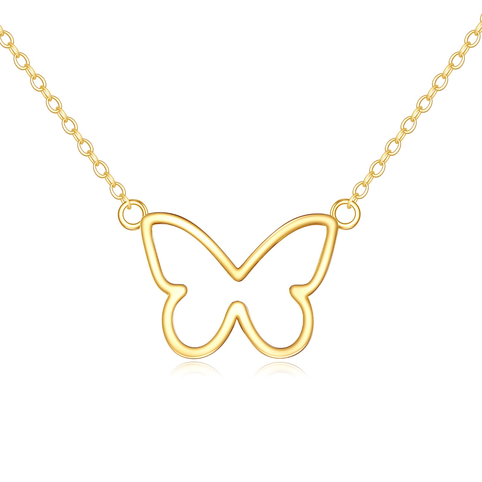14K Gold Butterfly Pendant Necklace