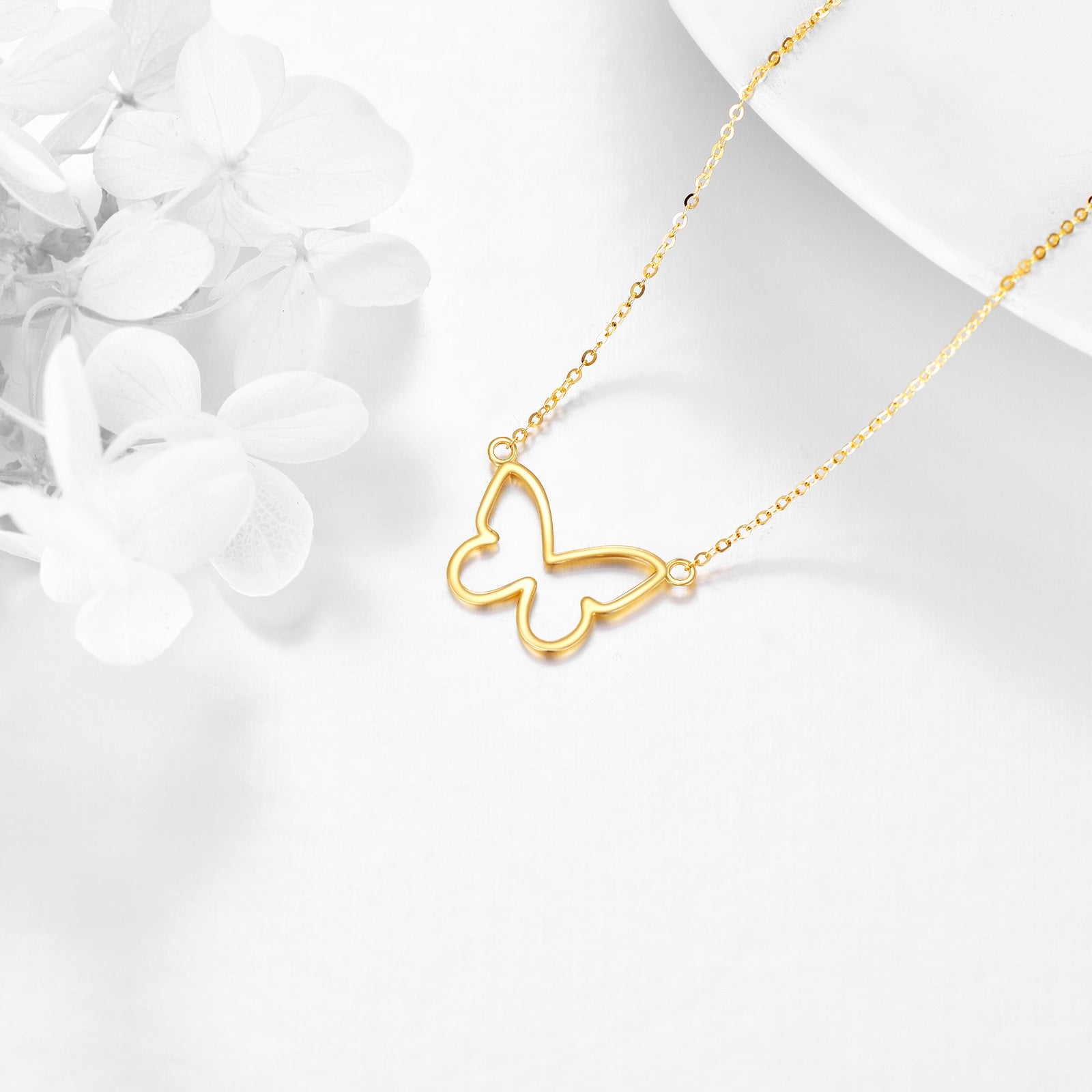 14K Gold Butterfly Pendant Necklace