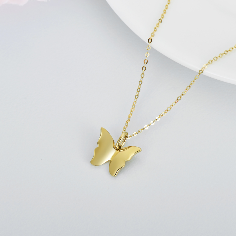 14K Gold Butterfly Pendant Necklace