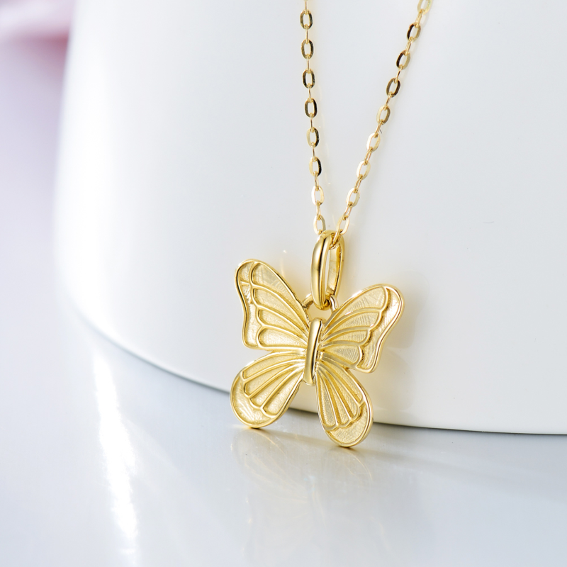 14K Gold Butterfly Pendant Necklace