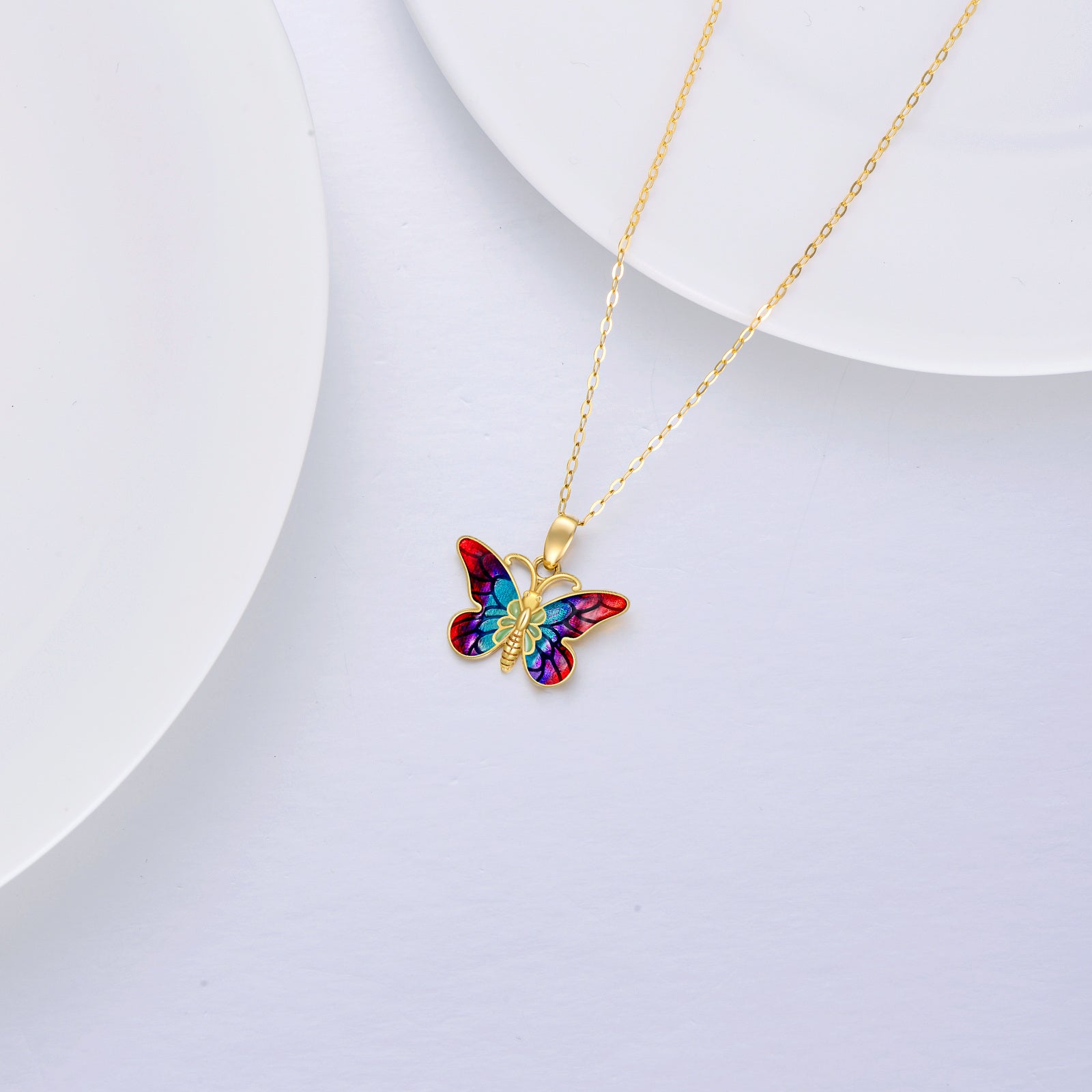 14K Gold Butterfly Pendant Necklace