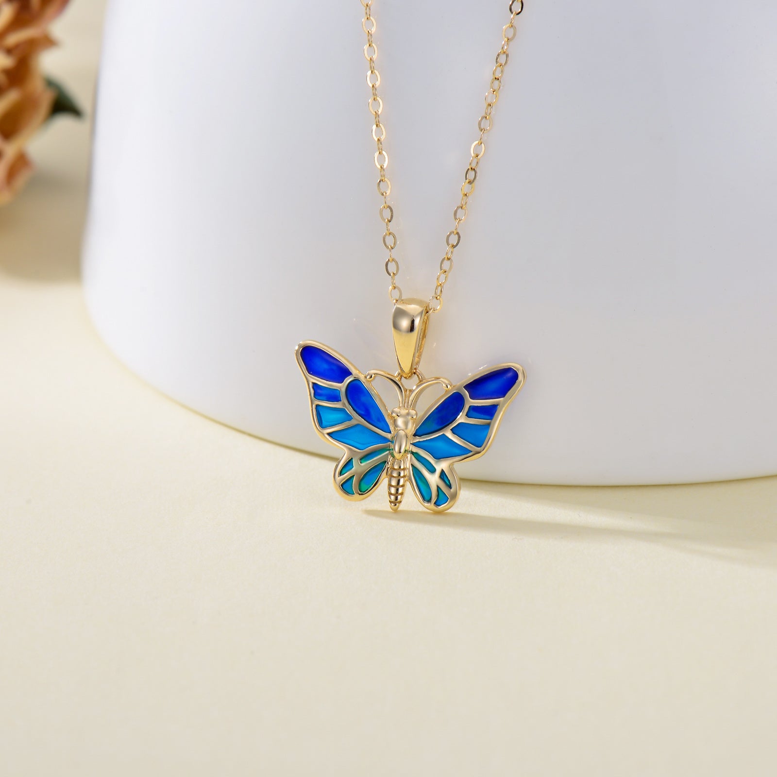 14K Gold Butterfly Pendant Necklace