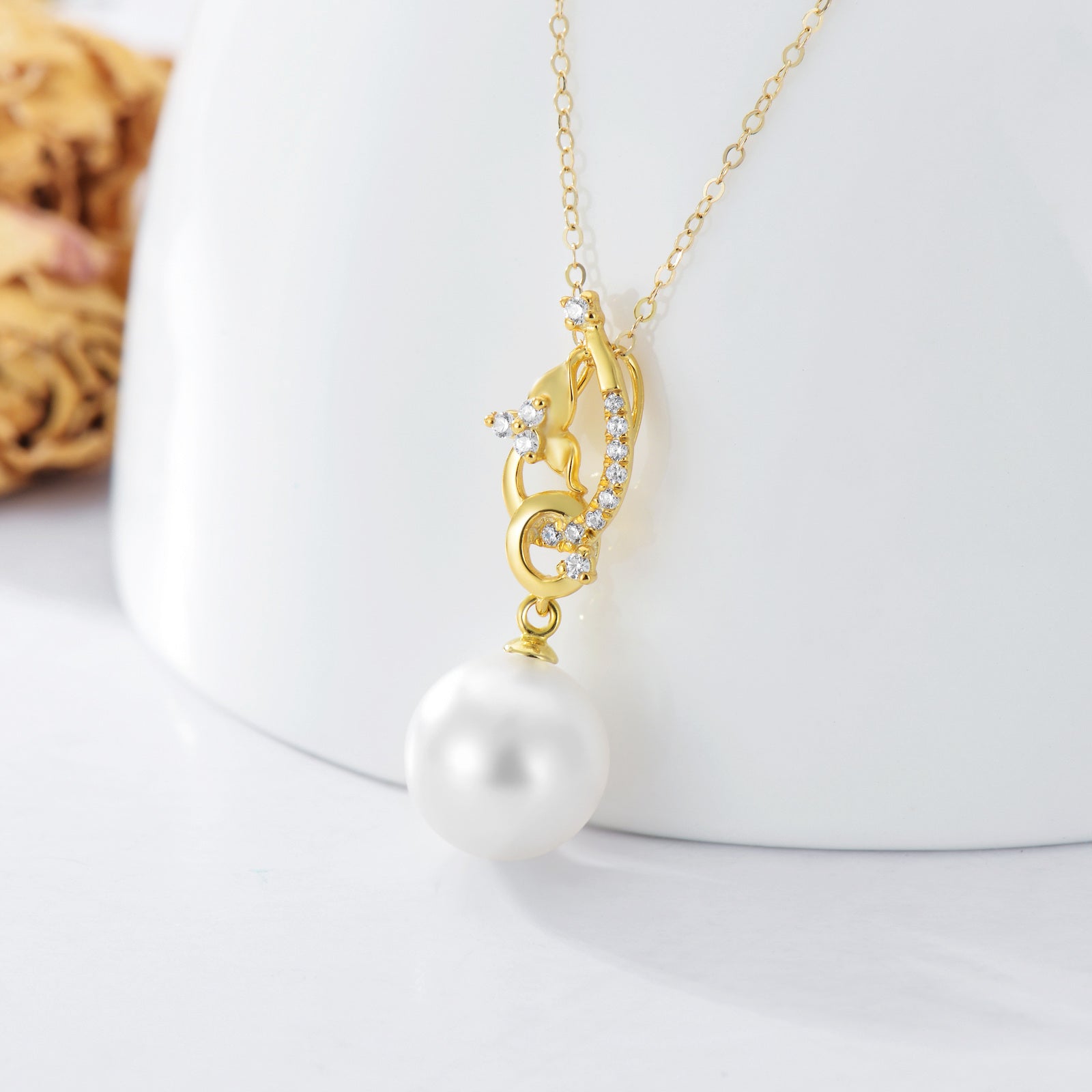 14K Gold Cubic Zirconia Butterfly Pendant Necklace