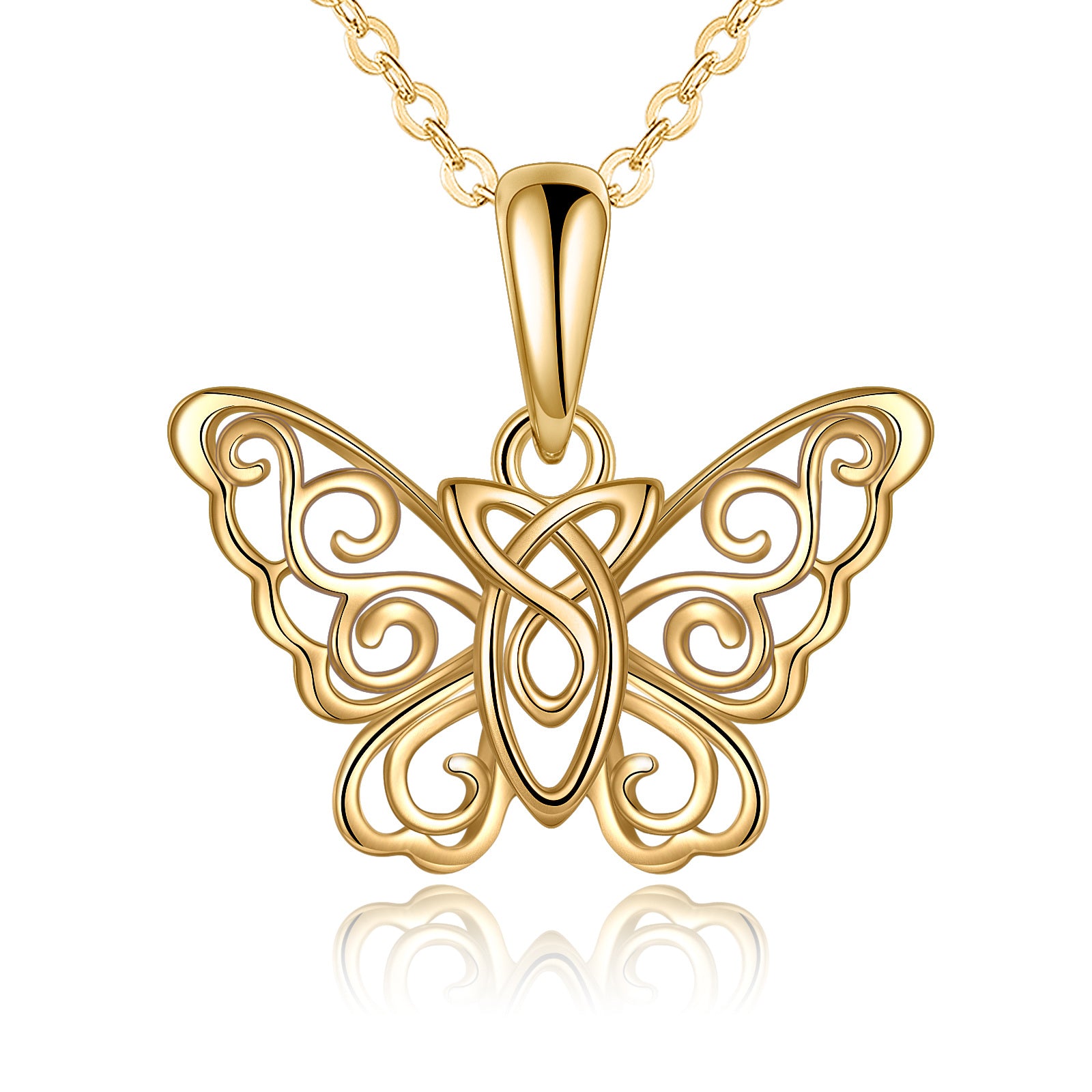 14K Gold Butterfly Pendant Necklace