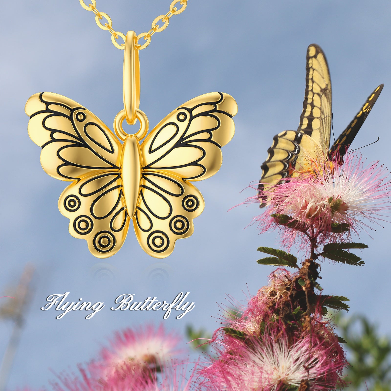 14K Gold Butterfly Pendant Necklace