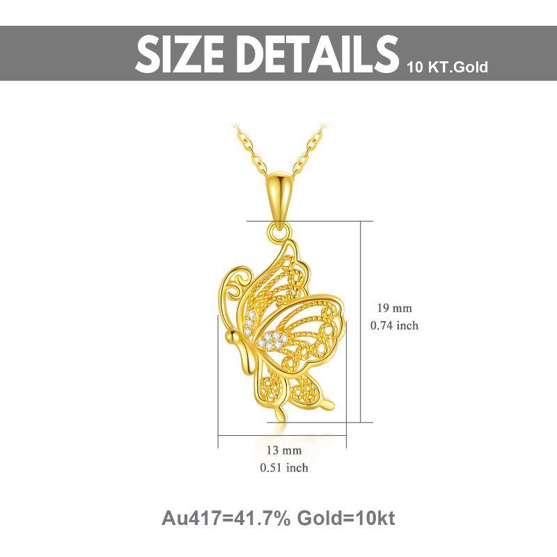 14K Gold Cubic Zirconia Butterfly Pendant Necklace