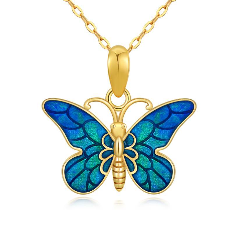 14K Gold Butterfly Pendant Necklace