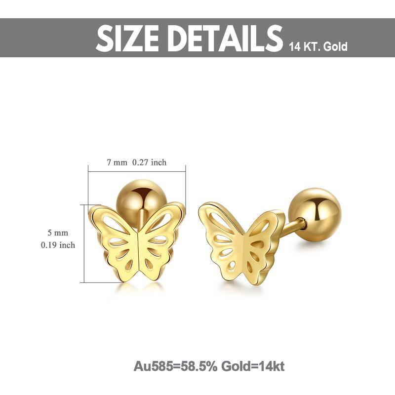 14K Gold Butterfly Stud Earrings