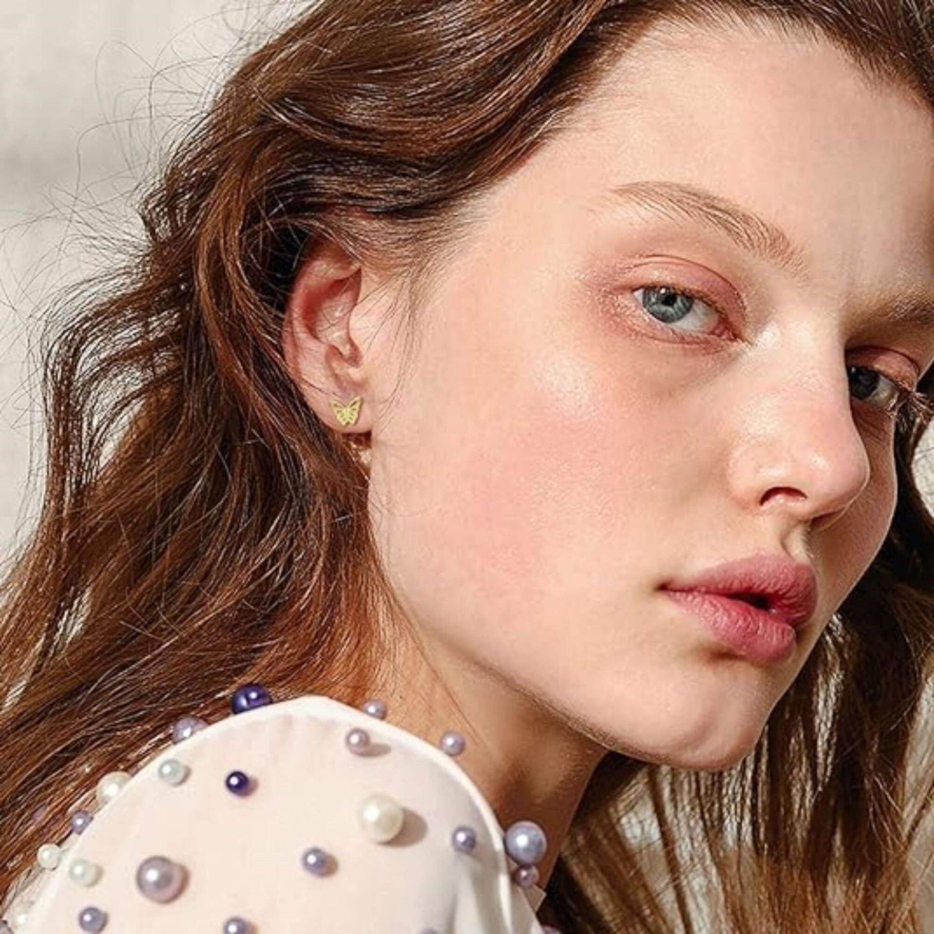 14k Gold Butterfly Stud Earrings for Women Screw Back Real Gold Jewelry Gifts