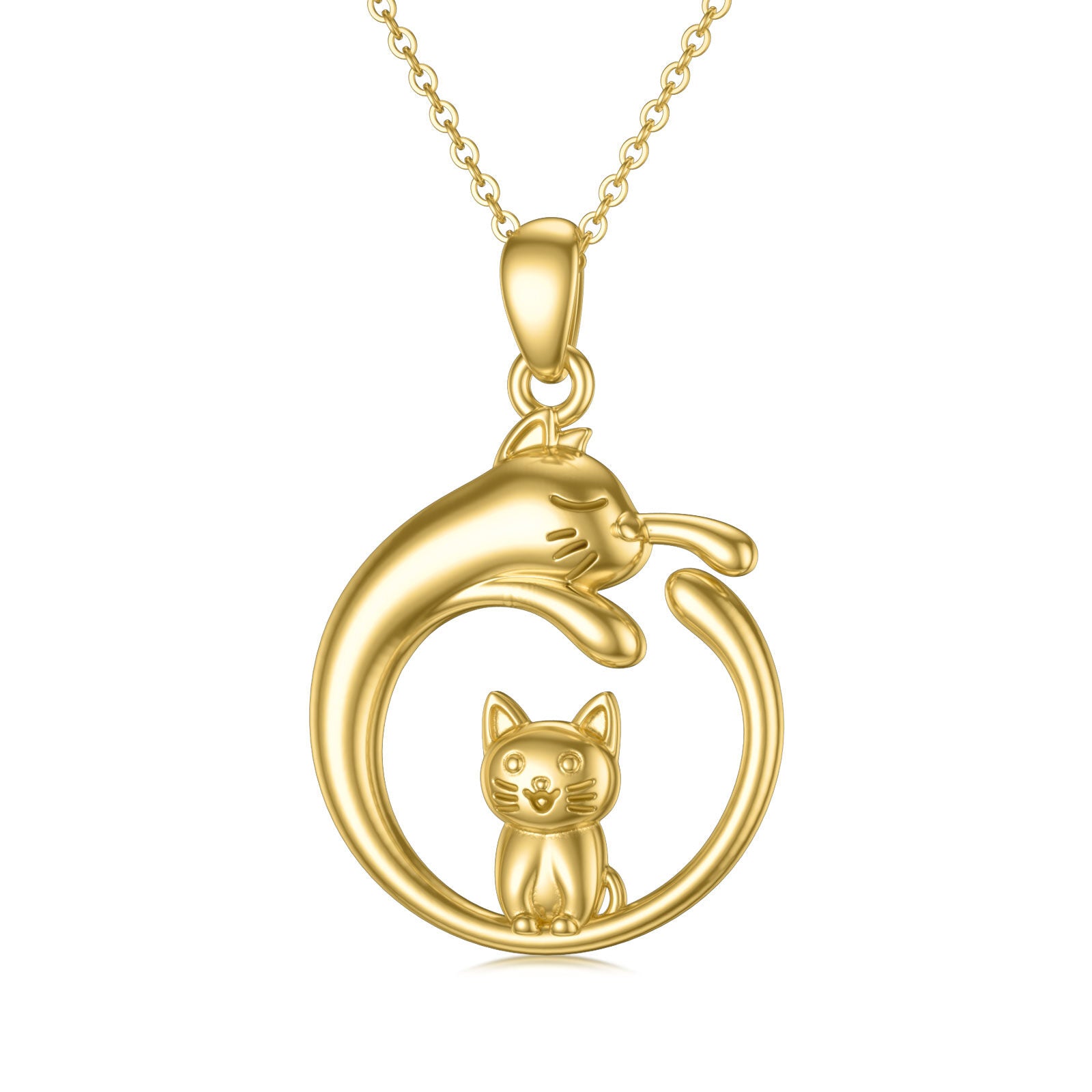 14K Gold Cat Pendant Necklace