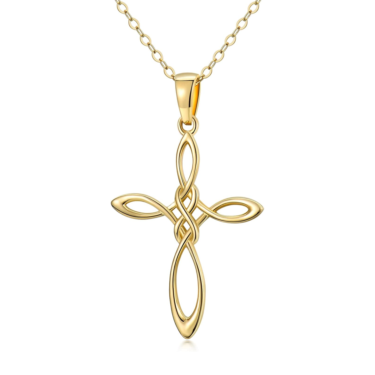 14K Gold Celtic Knot & Heart Pendant Necklace