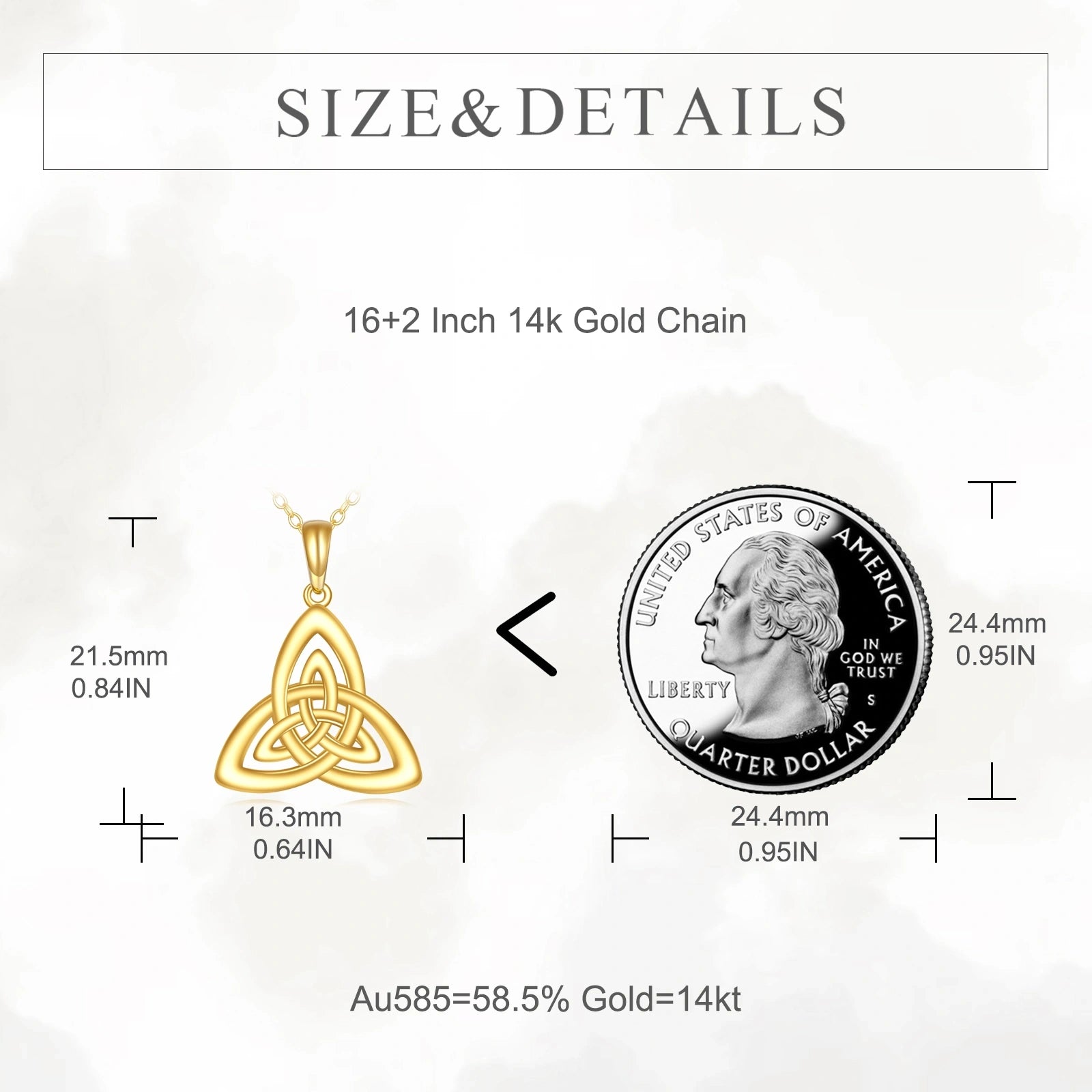 14K Gold Celtic Knot Pendant Necklace